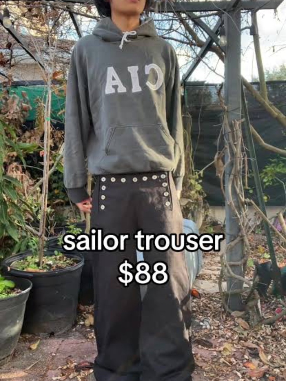 ComeForget Black Sailor-Style Wide Leg Jeans